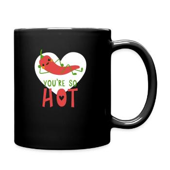 Du bist so heiß Peperoni - Tasse einfarbig - Schwarz - Rechts
