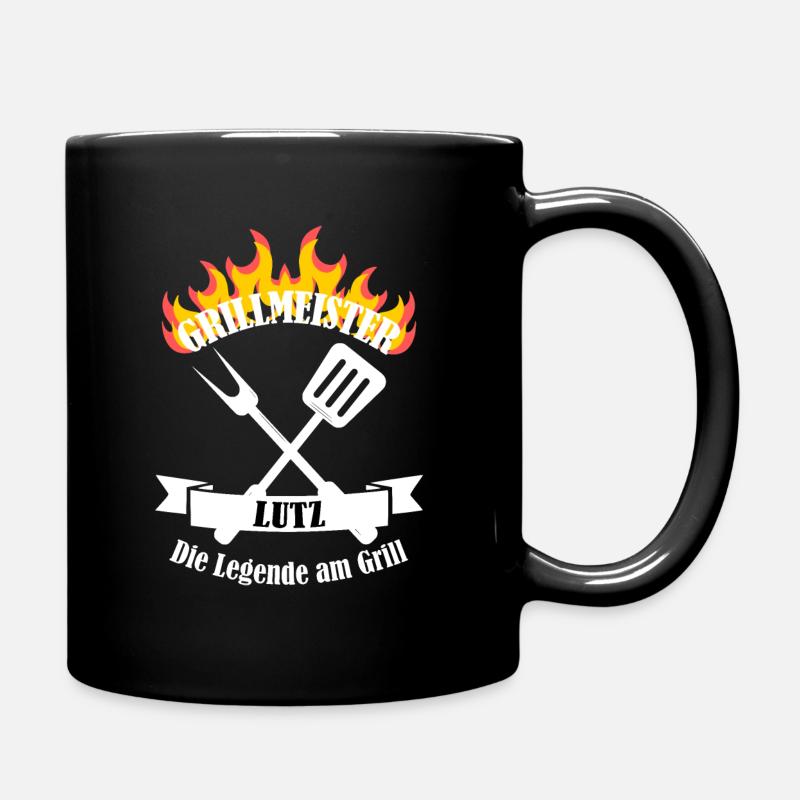 Grillmeister Lutz lustiger Spruch Vorname - Tasse einfarbig - Schwarz