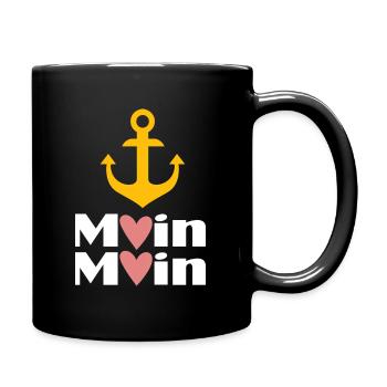 Moin Herz Anker Low German - Full Colour Mug - black - Right