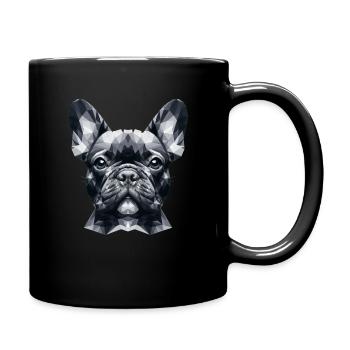 Französische Bulldogge Polygonal - Tasse einfarbig - Schwarz - Rechts
