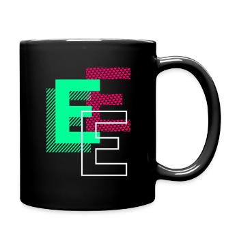 Anfangsbuchstabe E Design Geschenk - Tasse einfarbig - Schwarz - Rechts