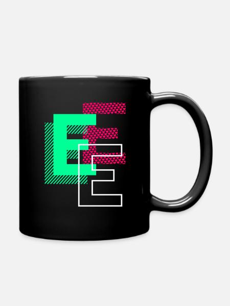 Anfangsbuchstabe E Design Geschenk - Tasse einfarbig - Schwarz