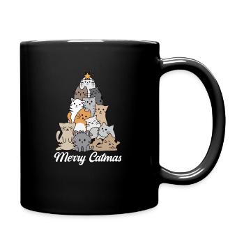 Fröhliche Katzen - Tasse einfarbig - Schwarz - Rechts