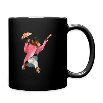 Circus monkey with hat and umbrella - Full Colour Mug - black - Right