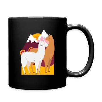 Alpaka Retro Vintage Mountain Liebespaar - Tasse einfarbig - Schwarz - Rechts