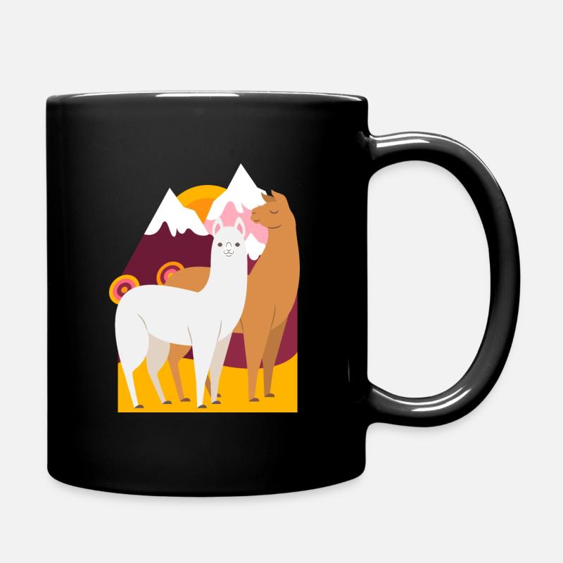 Alpaca Retro Vintage Mountain Love Couple - Mug uni - noir
