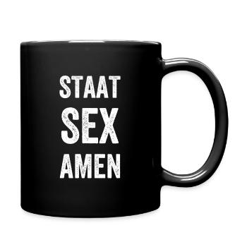 Staat - Sex - Amen -Staatsexamen - Tasse einfarbig - Schwarz - Rechts