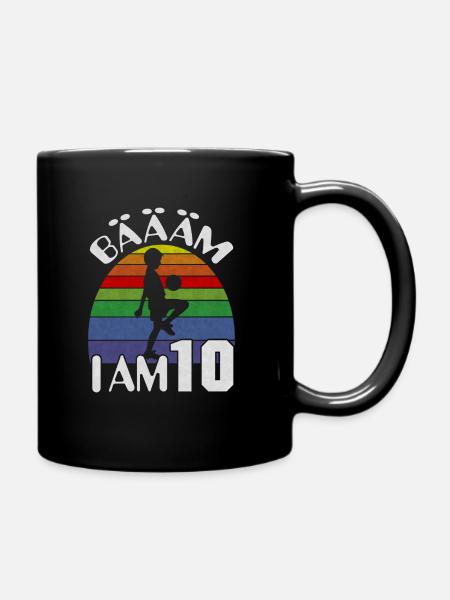 10 Geburtstag Kinder Fußball - Tasse einfarbig - Schwarz