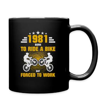 1981 Geboren Fahrrad - Tasse einfarbig - Schwarz - Rechts