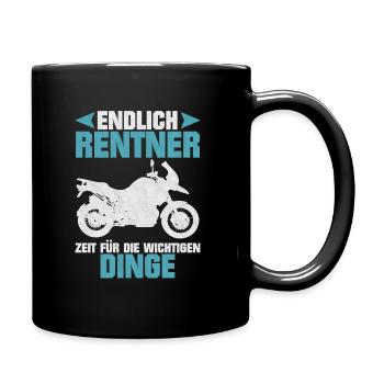 Endlich Rentner Motorrad - Tasse einfarbig - Schwarz - Rechts
