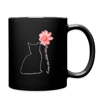 Miezekatze Mit Blume Katze Geschenk - Tasse einfarbig - Schwarz - Rechts