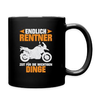 Motorrad Rentner Geschenk Rente - Tasse einfarbig - Schwarz - Rechts