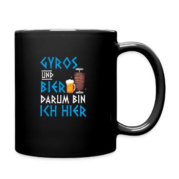 Gyros Grill Biertrinker Bierkrug Griechenland - Tasse einfarbig - Schwarz - Rechts