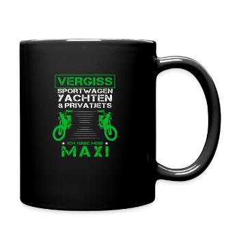 Maxi Moped Oldtimer Mopedfahrer Zweitakter - Tasse einfarbig - Schwarz - Rechts