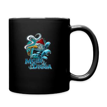 Moin Digga Möwe Lustiger Spruch Anker Nordsee - Tasse einfarbig - Schwarz - Rechts