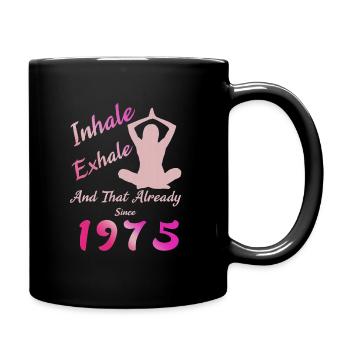 1975 Born Women Fitness Sport Meditating - Full Colour Mug - black - Right