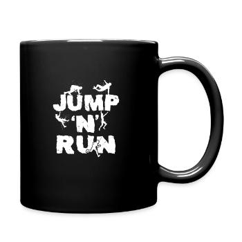 Jump 'N' Run OCR Dirtrun Mudder Laufstrecke - Tasse einfarbig - Schwarz - Rechts