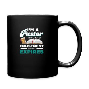 Pastor Oath Of Enlistment Funny Theologian - Full Colour Mug - black - Right