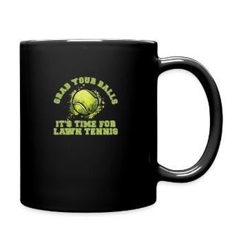 Schnapp dir deine Bälle Lustiges Tennisspiel - Tasse einfarbig - Schwarz - Rechts