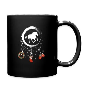 Pferd Weihnachten Weihnachtstraumfänger - Tasse einfarbig - Schwarz - Rechts