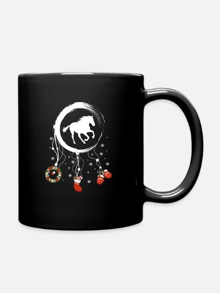 Pferd Weihnachten Weihnachtstraumfänger - Tasse einfarbig - Schwarz