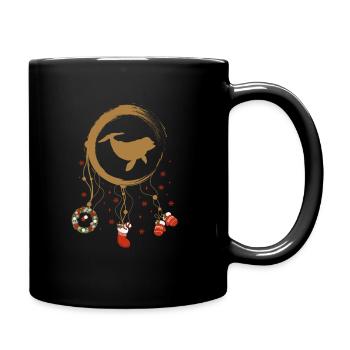 Delfin Weihnachten Weihnachtstraumfänger - Tasse einfarbig - Schwarz - Rechts