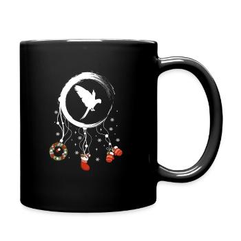 Papagei Weihnachten Weihnachtstraumfänger - Tasse einfarbig - Schwarz - Rechts