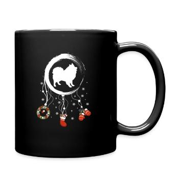 Deutscher Spitz Weihnachten Weihnachtstraumfänger - Tasse einfarbig - Schwarz - Rechts