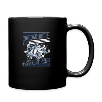 Riding Mobile-Ski & Feelin Free Funny Snowmobile - Full Colour Mug - black - Right
