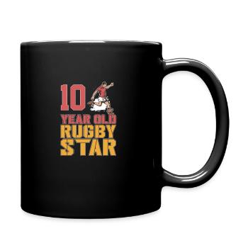 Rugby Football Star 10 Year Old 10th Birthday - Tasse einfarbig - Schwarz - Rechts