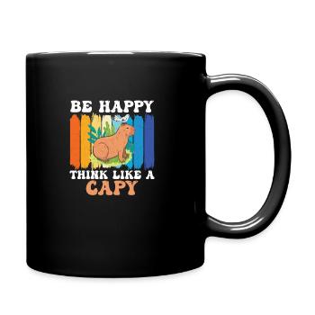 Be Happy Retro Capybara Kostüm für einen Capy-Fan - Tasse einfarbig - Schwarz - Rechts