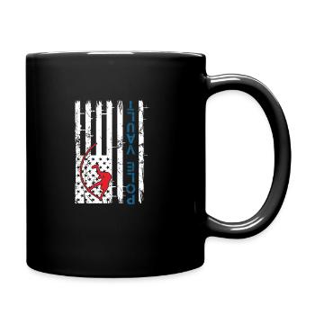 Pole Vaulting American Flag Upside Down Funny - Full Colour Mug - black - Right