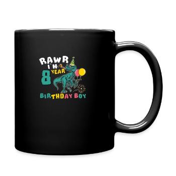 Rawr I'm 8 Birthday Boy Raptor 8 Year Old 8th - Full Colour Mug - black - Right