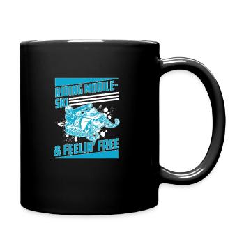 Riding Mobile-Ski & Feelin Free Funny Snowmobile - Full Colour Mug - black - Right