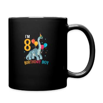 I'm 8 Birthday Boy Brachiosaurus 8 Year Old 8th - Full Colour Mug - black - Right