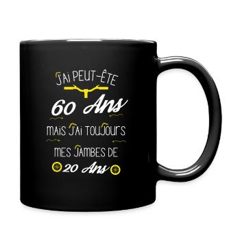 cycliste 60 ans humour anniversaire 60 ans vélo - Mug uni - noir - Droite