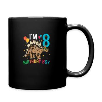I'm 8 Birthday Boy Stegosaurus 8 Year Old 8th - Full Colour Mug - black - Right