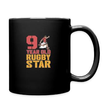 Rugby Football Star 9 Year Old 9th Birthday - Full Colour Mug - black - Right
