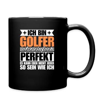 Perfekter Golfer - Tasse einfarbig - Schwarz - Rechts