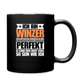 Perfekter Winzer - Tasse einfarbig - Schwarz - Rechts