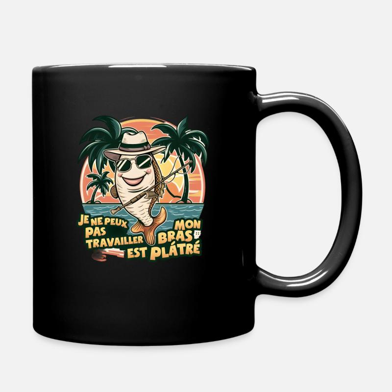 je ne peux pas travailler mon bras est platré - Mug uni - noir