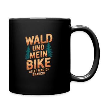 Wald und mein Mountainbike - Tasse einfarbig - Schwarz - Rechts