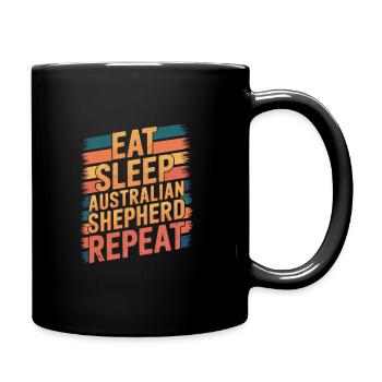 Manger. Dormir. Berger australien. Répéter. - Mug uni - noir - Droite