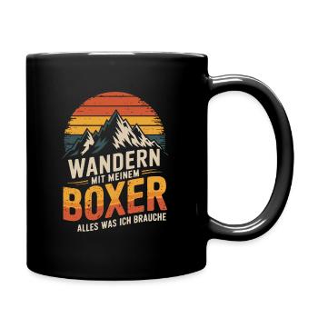 Wandern mit meinem deutschen Boxer - Tasse einfarbig - Schwarz - Rechts