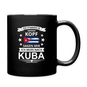 Die Stimmen in meinem Kopf Kuba Flagge Spruch - Tasse einfarbig - Schwarz - Rechts