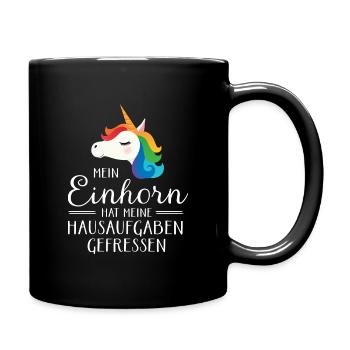 Mein Einhorn Hat Meine Hausaufgaben Gefressen - Tasse einfarbig - Schwarz - Rechts