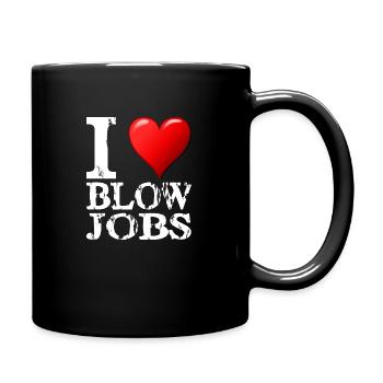 I Love Blowjobs Design weiss - Tasse einfarbig - Schwarz - Rechts