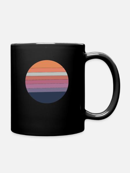 Retro Sonne - Tasse einfarbig - Schwarz