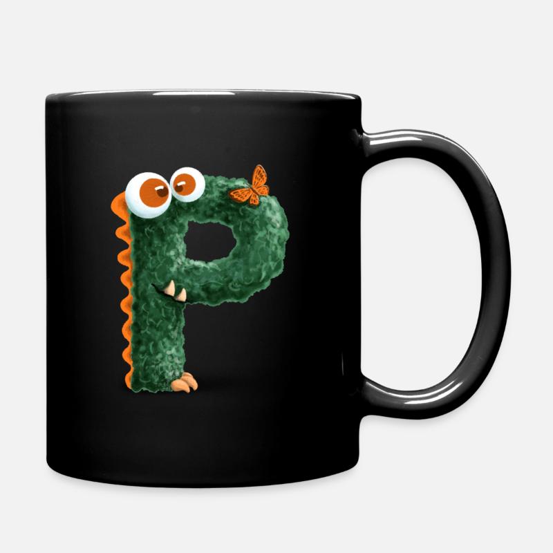 Buchstabe "P" - Tasse einfarbig - Schwarz