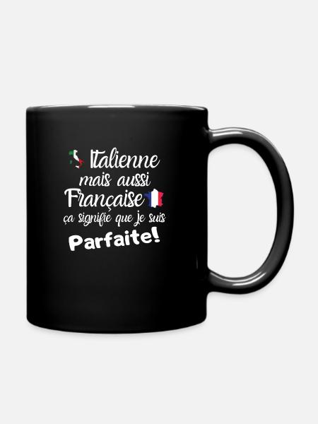 Je suis Italienne et française cadeau femme humour - Mug uni - noir